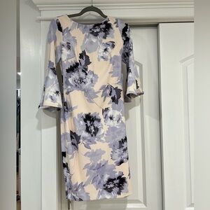 Calvin Klein Bell Sleeve Crepe Sheath Dress